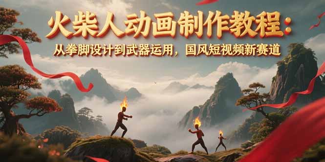 火柴人动画制作教程:从拳脚设计到武器运用,国风短视频新赛道
