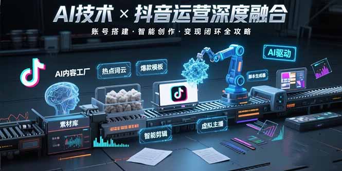 AI技术与抖音运营的深度融合应用：涵盖账号搭建、内容创作、收益变现等