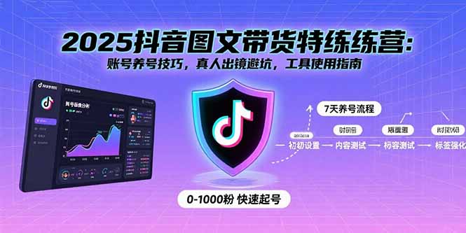 2025抖音图文带货特练营：账号养号技巧，真人出镜避坑，工具使用指南