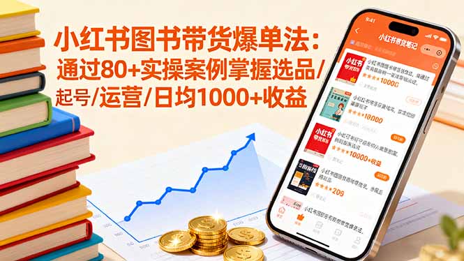 小红书图书带货爆单法：通过80+实操案例掌握选品/起号/运营/日均1000+收益