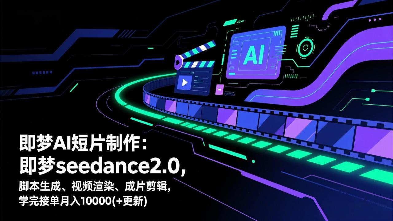 即梦AI短片制作(更新)：即梦seedance2.0，脚本生成、视频渲染、成片剪辑，学完接单月入10000+
