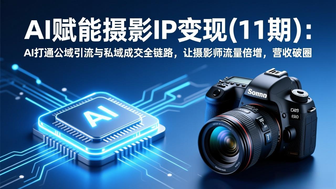 AI赋能摄影IP变现(11期)：AI打通公域引流与私域成交全链路，让摄影师流量倍增，营收破圈