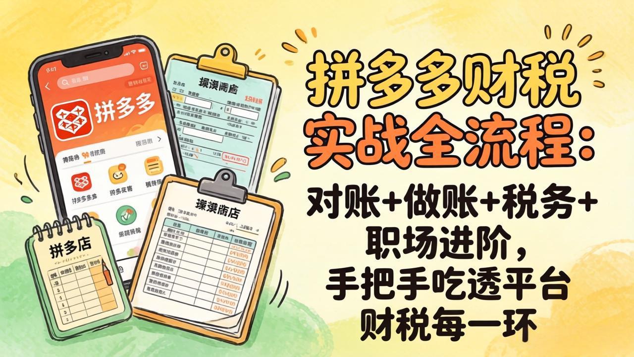 拼多多财税实操全流程：对账+做账+税务+职场进阶，手把手吃透平台财税每一环