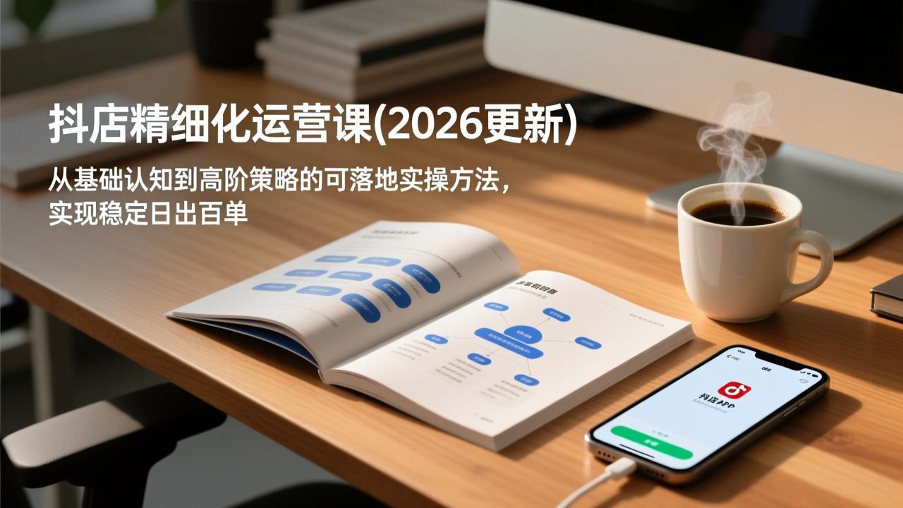 抖店精细化运营课，从基础认知到高阶策略的可落地实操方法，实现稳定日出百单