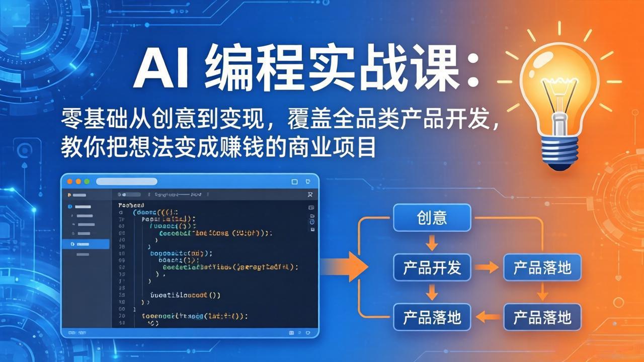AI编程实战课-第三期-4月更新：零基础从创意到变现，覆盖全品类产品开发，把想法变成赚钱的项目