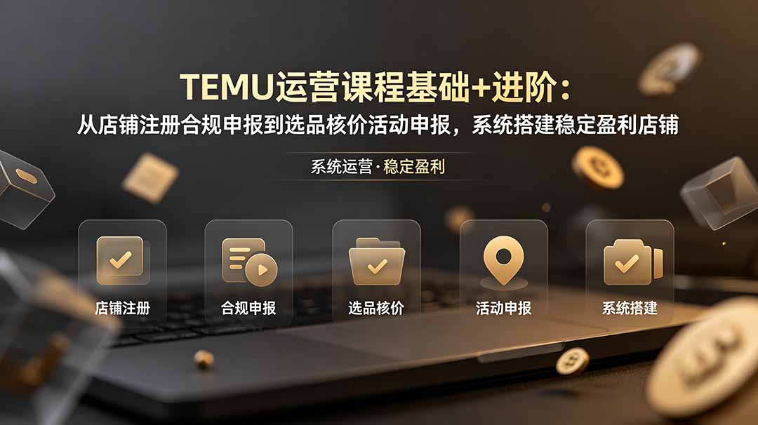 TEMU运营课程(基础+进阶):从店铺注册合规申报到选品核价活动申报,系统搭建稳定盈利店铺