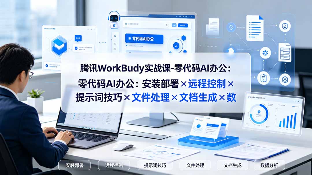 腾讯WorkBuddy实战课-零代码AI办公：安装部署×远程控制×提示词技巧×文件处理×文档生成×数据分析