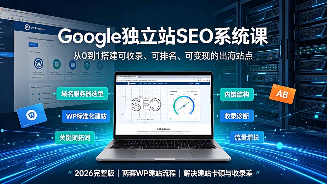 Google独立站SEO-7月系统课：出海基建×WordPress建站×AI内容生产×站内外优化×Search Console×AdSense变现