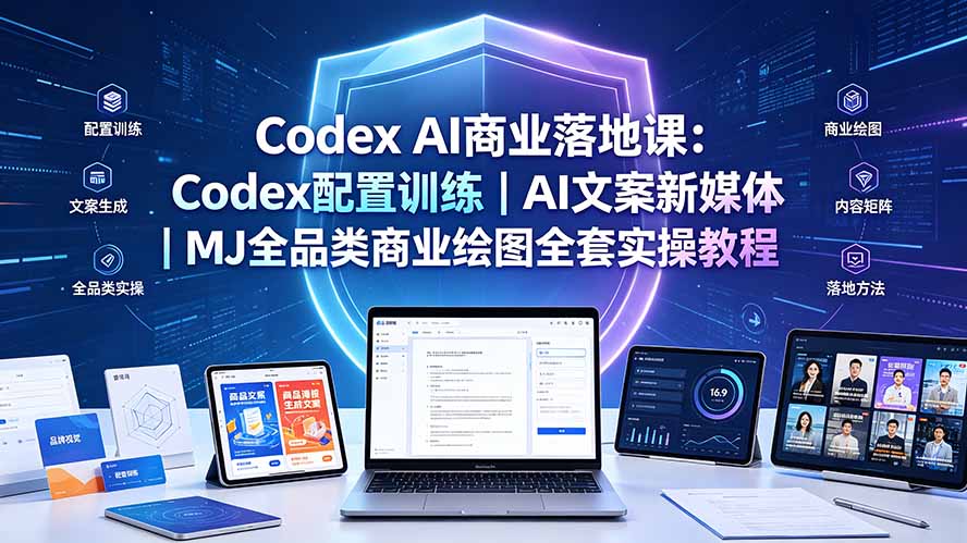 Codex AI商业落地课：Codex配置训练｜AI文案新媒体｜MJ全品类商业绘图全套实操教程