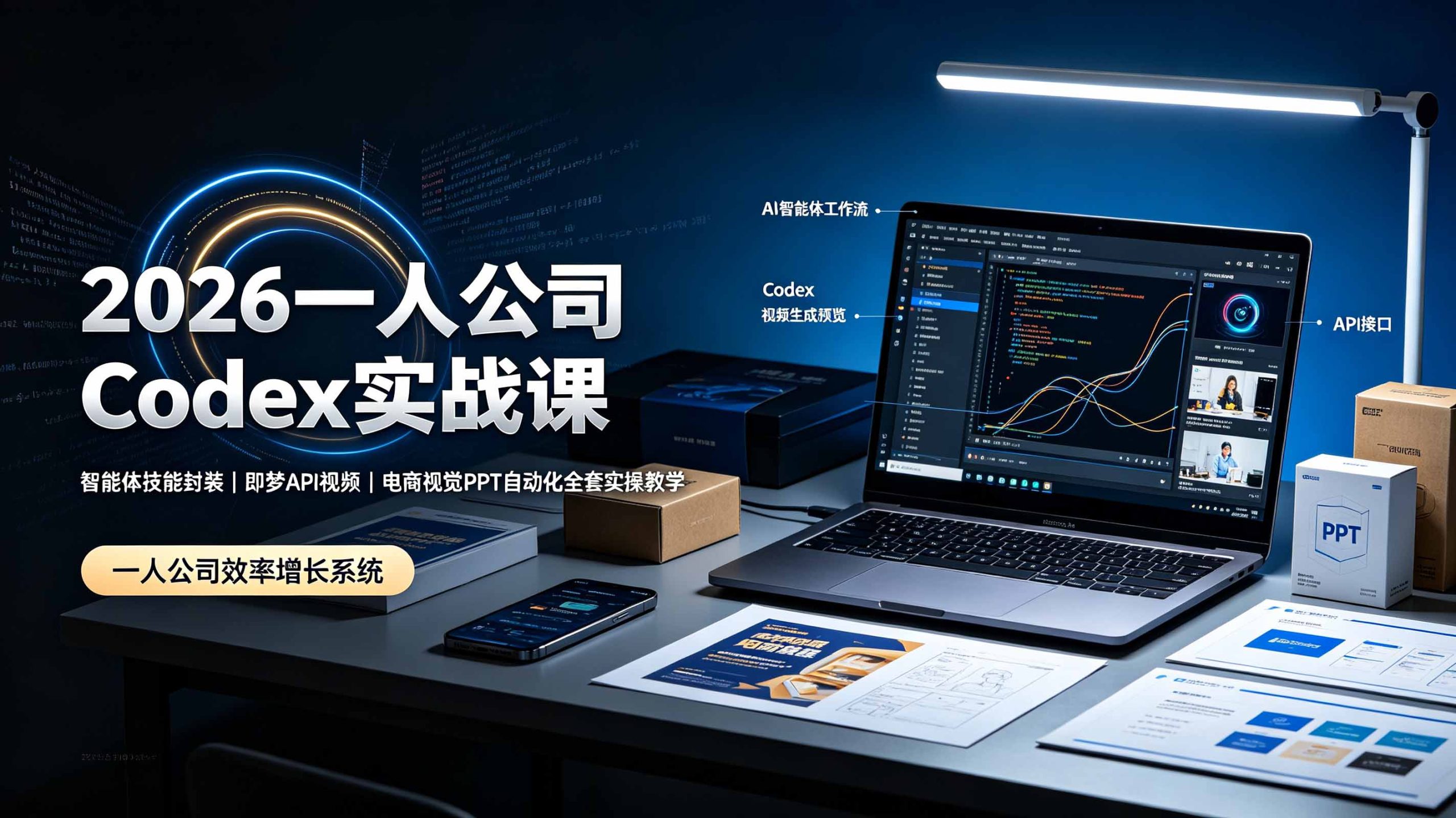 2026一人公司Codex实战课◆智能体技能封装｜即梦API视频｜电商视觉PPT自动化全套实操教学